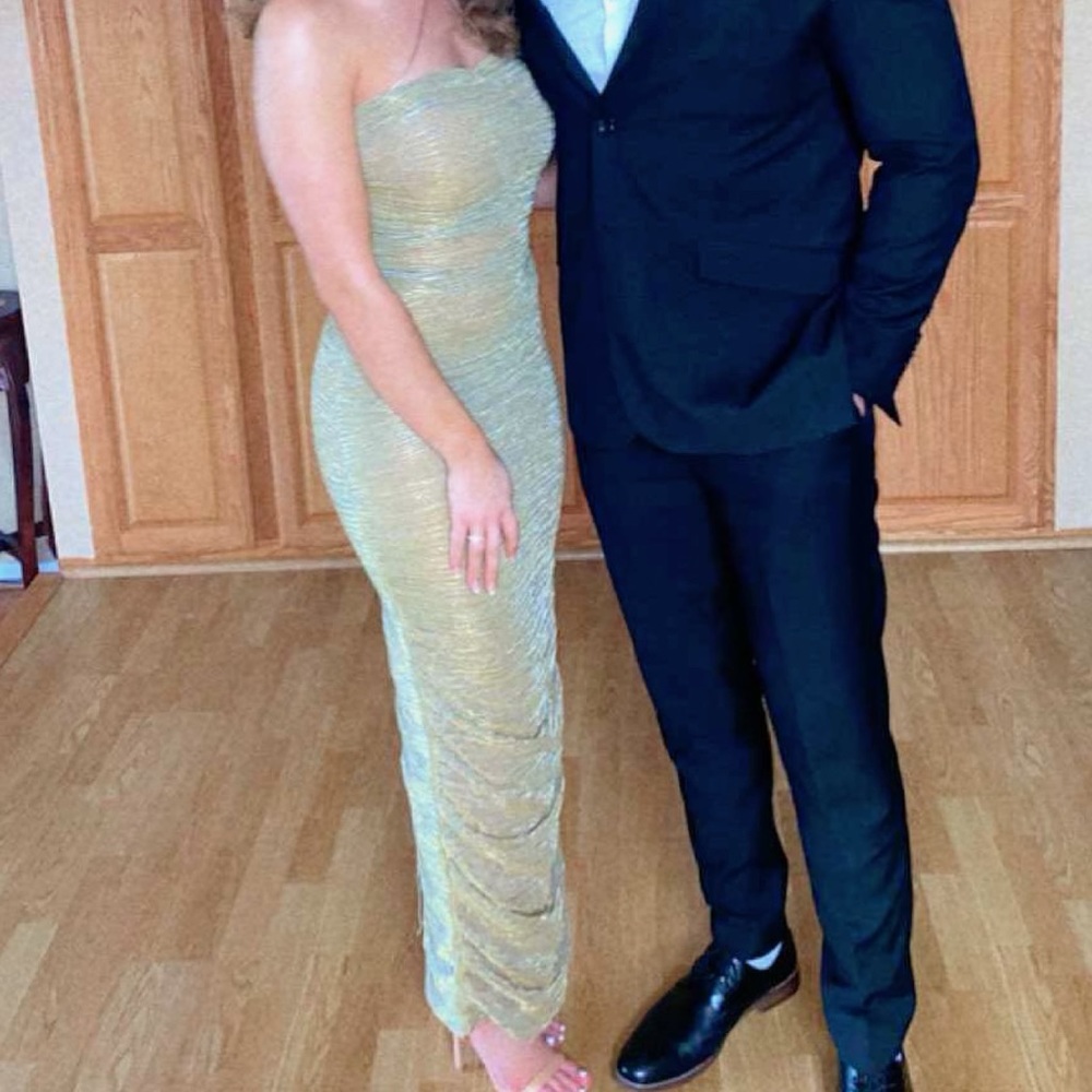 Gold, shimmery maxi dress